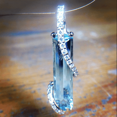 Gorgeous Aqua and Diamond Pendant by Christopher Michael.