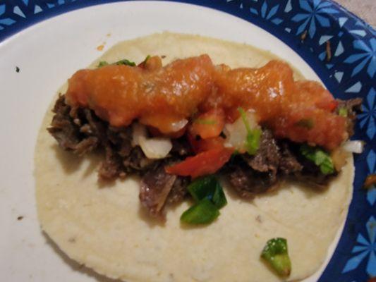 Use the delicious corn tortillas made by the Tortilleria San Juanita to create your own taco delight