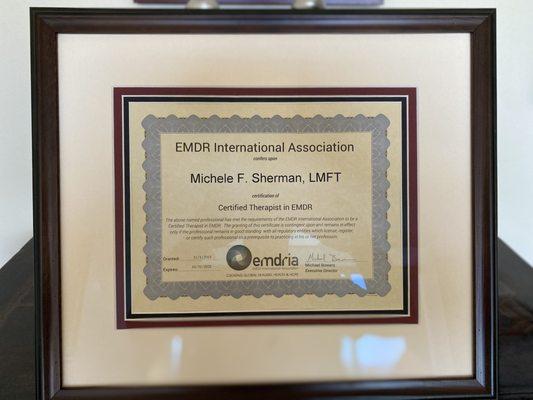 EMDR Certified Certificate