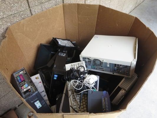 Drop-off box for electronics recycling at our office building. Free service.