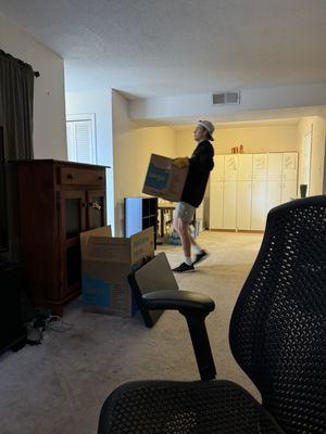 Moving the boxes from our 2nd floor apt