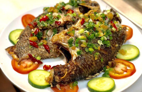 Crispy fried tilapia