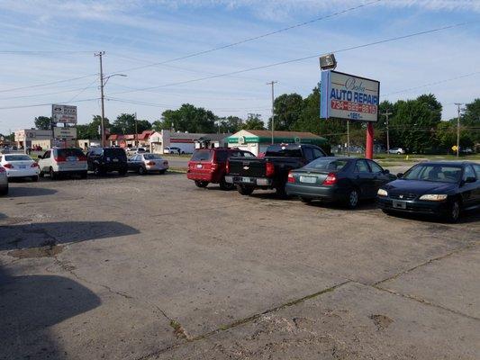 Cars waiting to get fixed.