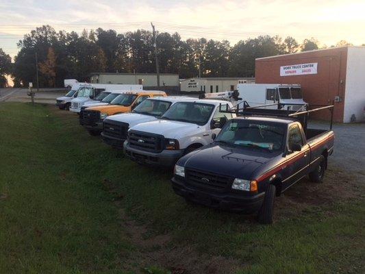 Many work vehicles ready to go.