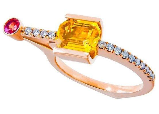 Yellow Sapphire, Ruby, diamonds