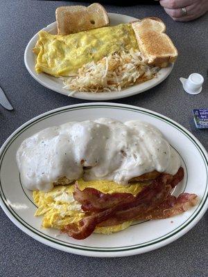 Omelet and country biscuit breakfast!