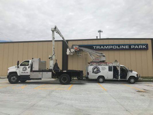 Installing the Altitude Trampoline Park sign