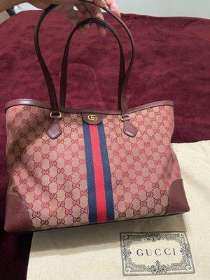 My latest Gucci purchase; The Ophidia Medium GG Tote with Web in Burgundy