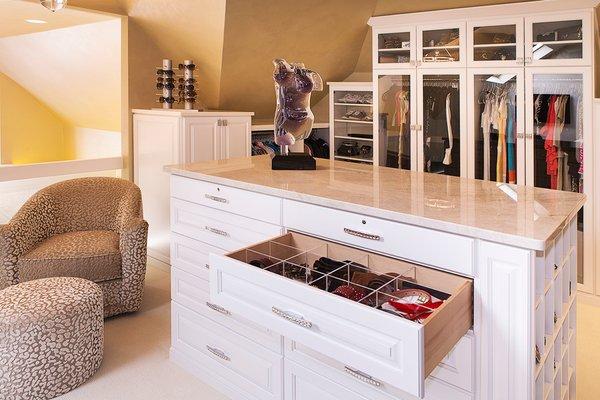 Master Bedroom Closet in White Raised Panel Cabinetry