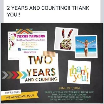 Two Years and Counting!! JUNE 1ST Thank You! !