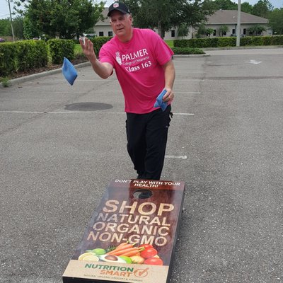 Lots of fun playing corn hole for Nutrition Smart fund raiser.