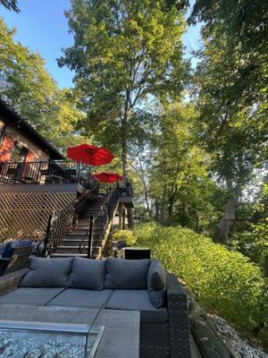 Lower level of patio looking up