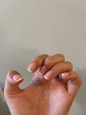 French manicure - polish doesn't even cover parts of my nails + the lines are really crooked