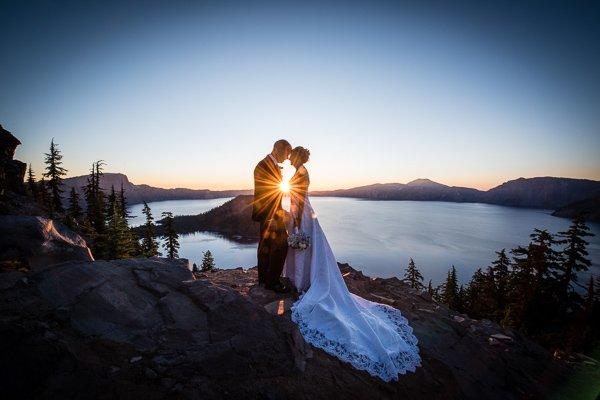 Sunrise wedding at  Crater Lake National Park.