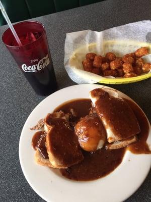 Beef Manhattan, large tots & a diet coke, of course!