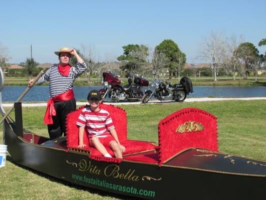 My son on a gondola