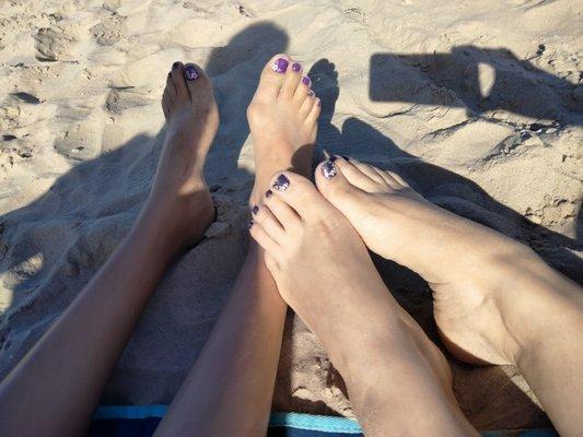 Check out the flowers on our toenails!