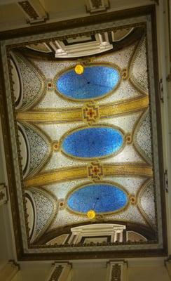 Inside Marshall Fields (now Macy's) - beautiful ceiling. Part of the tour!