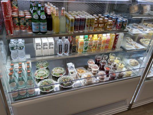 Display of drinks and snacks