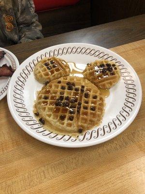 Chocolate chip Mickey Mouse waffle