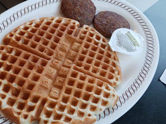 Waffle and sausage