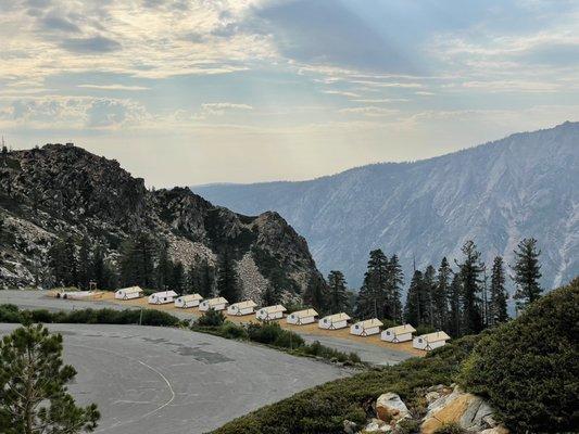 View of the 15 tents as you drive into the canyon.