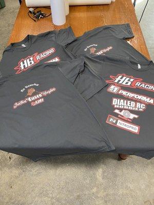 Custom sponsor shirts for a RC racer