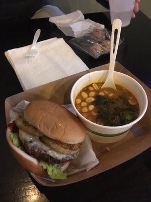 Fine-apple burger w/ Korean kale-yeah soup