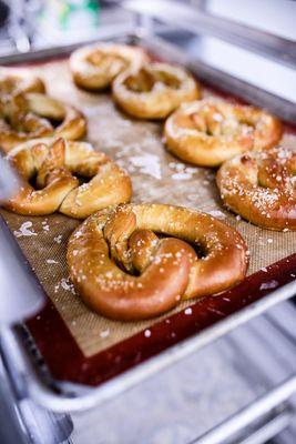 Philadelphia soft pretzel, made fresh in house daily. Wait until you taste the honey butter!