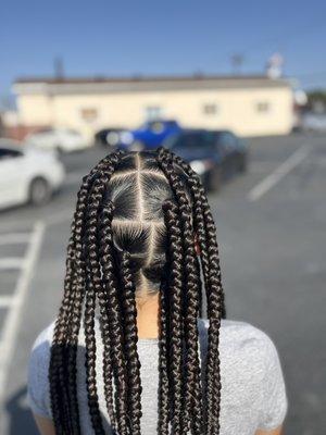 Large Box Braids with a Natural Look