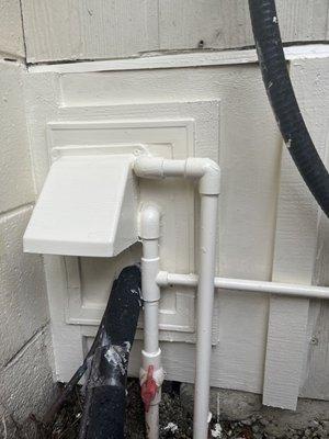 Custom panel for exhaust and plumbing valve quick access.