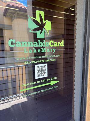 Outside of Office sign for Cannabis Card North Lake Mary