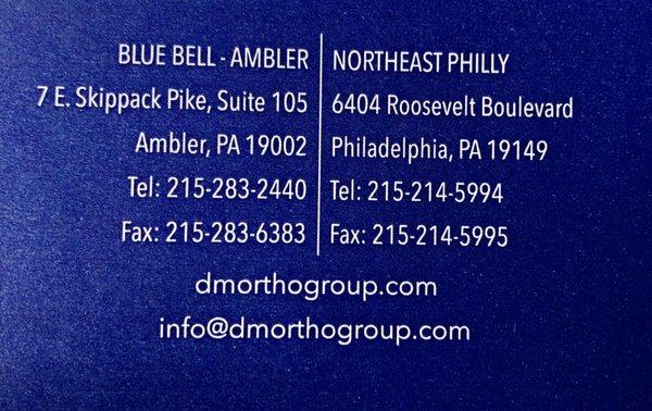 Business card with both locations information