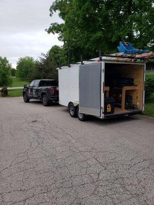 Trailer used to transport tools, ladders etc.