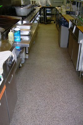 Quarry-Tek installed in a restaurant galley kitchen.