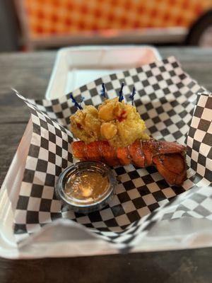 Single lobster roll with miso butter dipping sauce