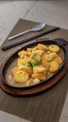 Japanese tofu w Seafood in hot plate !