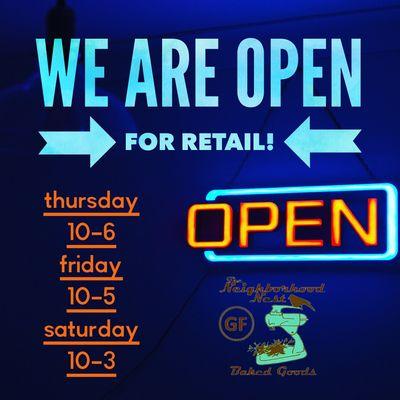 We are open these days a week at the moment!