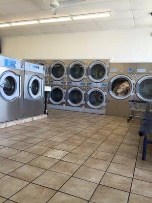 A wall of dryers. For the large ones, $.25/5 minutes