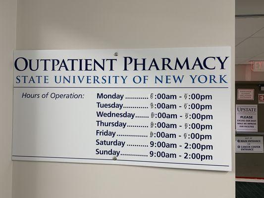 The pharmacy is only open during specific hours, so plan ahead before picking up prescriptions.