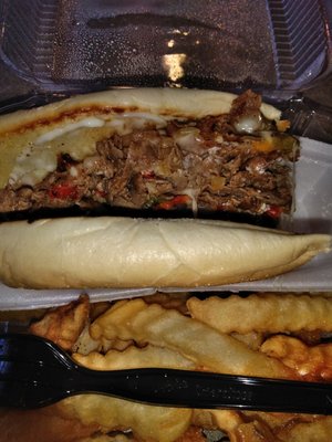 Hospital food Philly Cheese steak Delicious