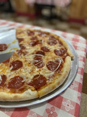 Pepperoni and onion small pizza