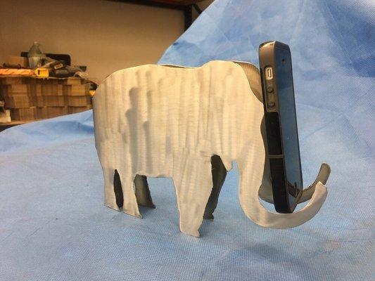 Fun artistic little Elephant iphone holder! For my amazing girlfriend! 22 guage 316 Stainless.