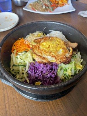 16C. Heated Stone Bowl Bibimbab salmon with fried egg