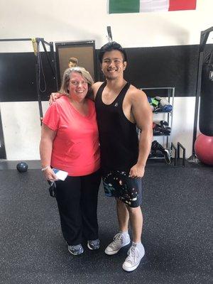 Client Nancy enjoys her killer workouts after each session!