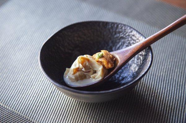 Enjoy this complex flavor and texture of House made Yuba (Tofu skin), Uni (Sea urchin), and freshly grated wasabi from Japan.