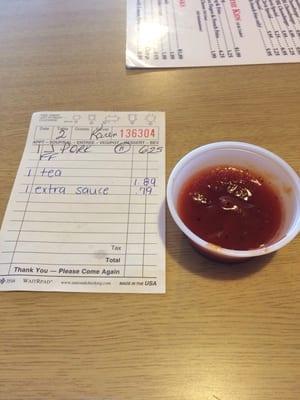 .79 cents for this little cup of extra barbecue sauce is a little much don't you think?