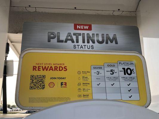 If you're a Fuel Rewards member, they now have a platinum level for more savings.