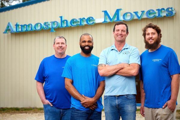 Captions: Atmosphere Movers Owner some of the team . A licensed & insured authorized LSPC & DOT compliant packing moving and storage co