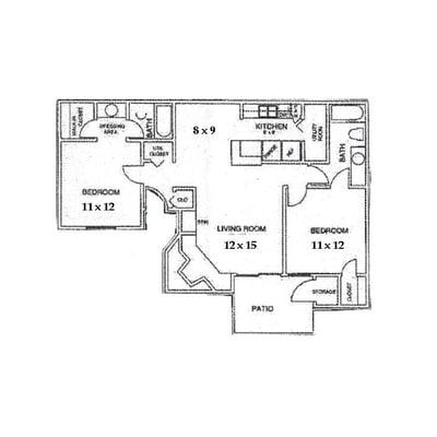 2bd/2ba Floor Plan